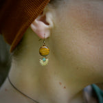 Tiger's Eye + Green Aventurine Sun Burst Earrings