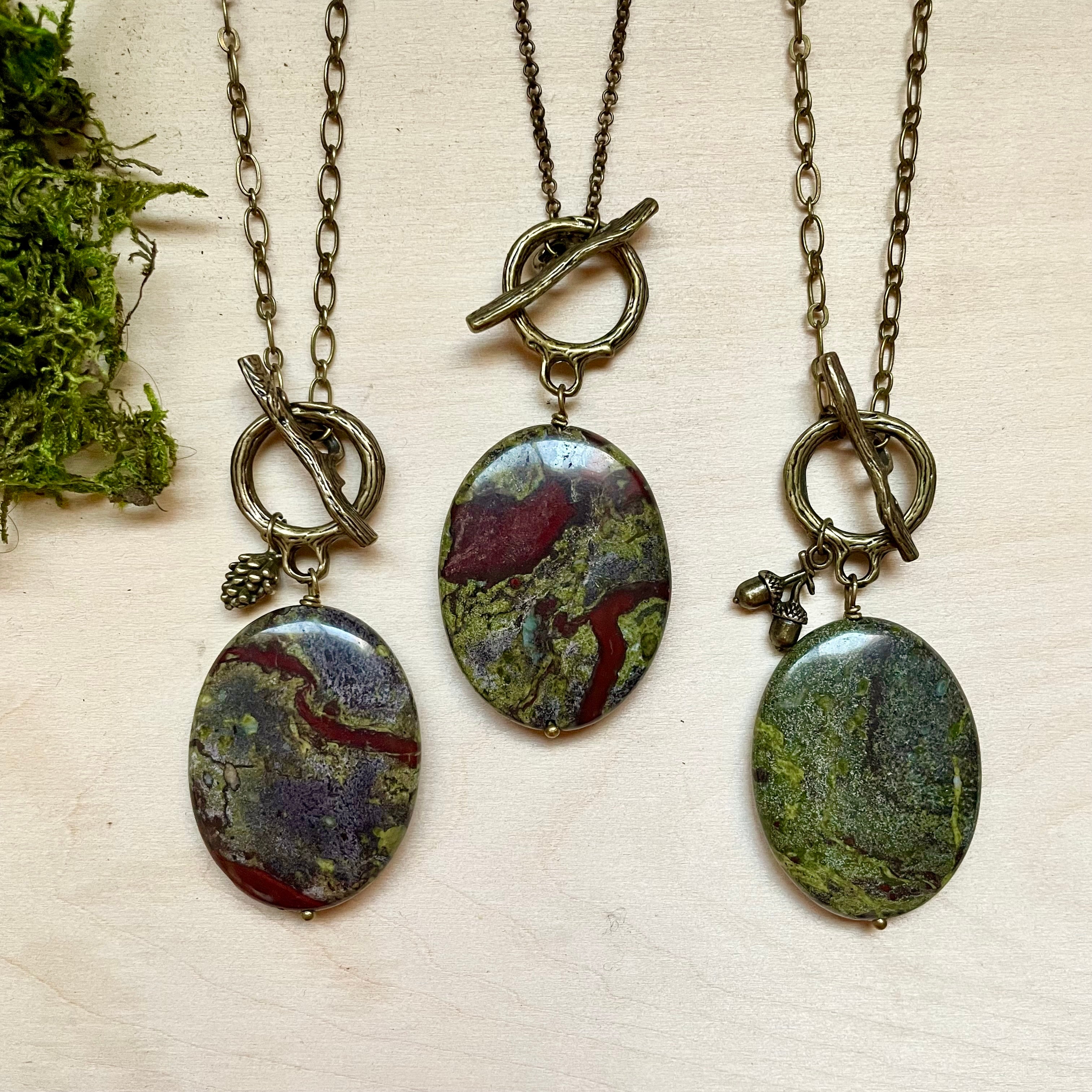 Large Dragon's Blood Jasper Toggle Necklace