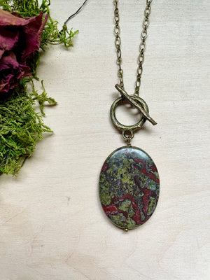 Large Dragon's Blood Jasper Toggle Necklace