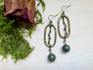 Dragon's Blood Jasper Branch Oval Earrings