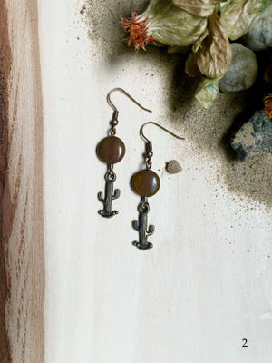 Wild Horse Picture Jasper & Cactus Earrings