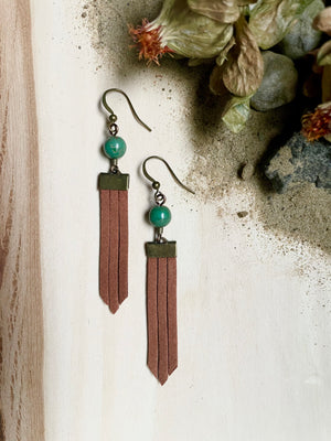 Green Agate Fringe Earrings