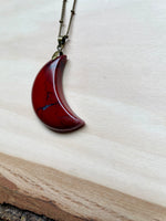 Crescent Moon Red Jasper Necklace