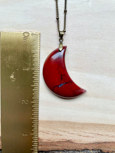 Crescent Moon Red Jasper Necklace