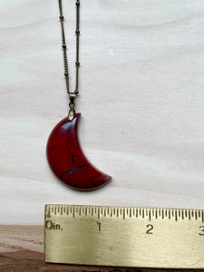 Crescent Moon Red Jasper Necklace