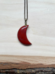 Crescent Moon Red Jasper Necklace