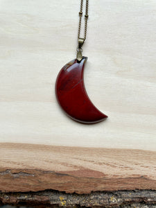 Crescent Moon Red Jasper Necklace