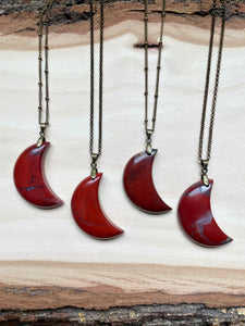 Crescent Moon Red Jasper Necklace