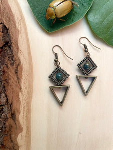 Kambaba Jasper + Triangle Earrings