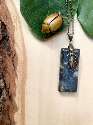 Kambaba Jasper + Scarab Beetle Necklace