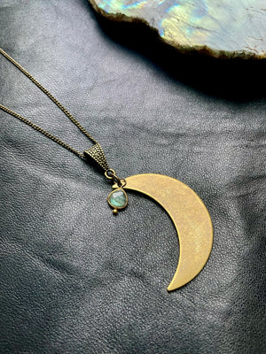 Crescent Moon + Labradorite Necklace