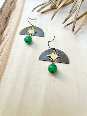 Green Aventurine Sun Burst Earrings