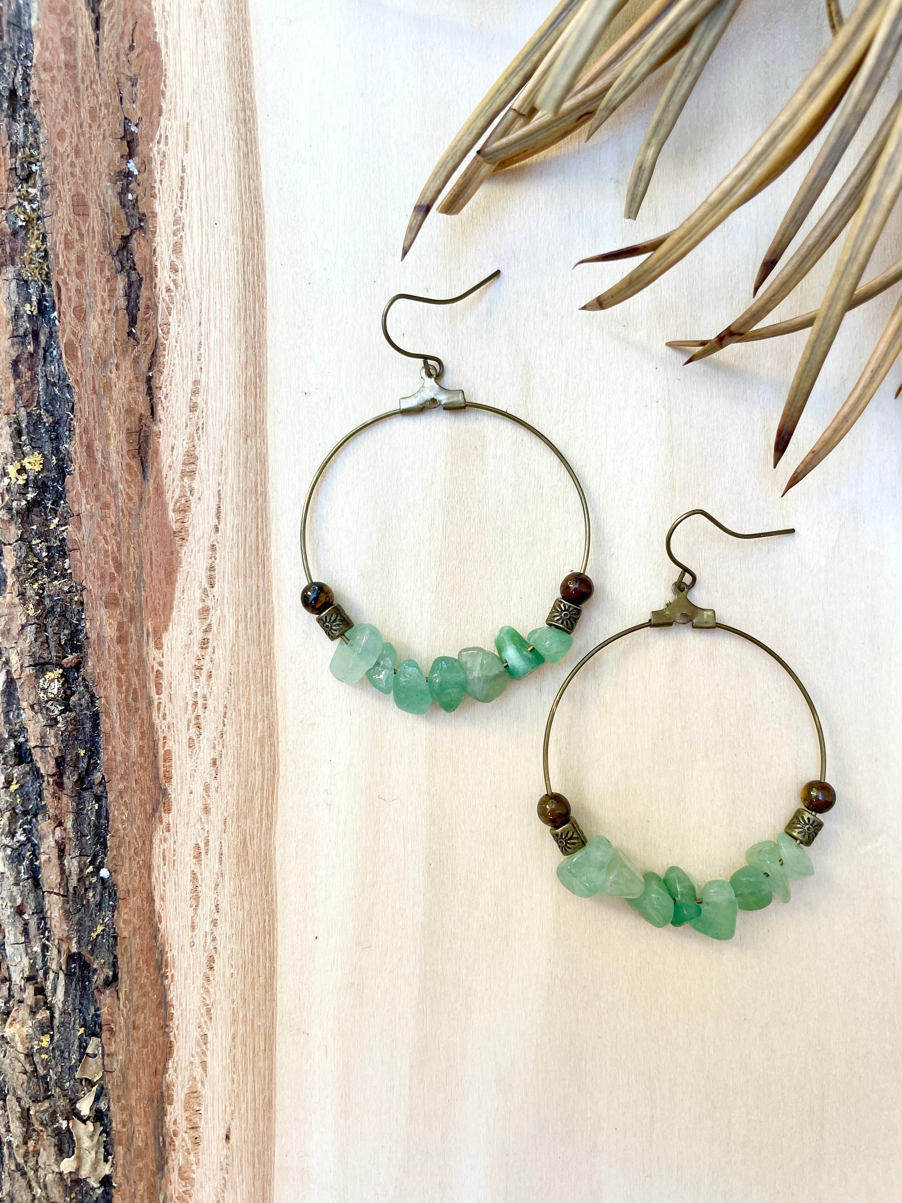 Lucky Green Aventurine + Tiger's Earrings *last one