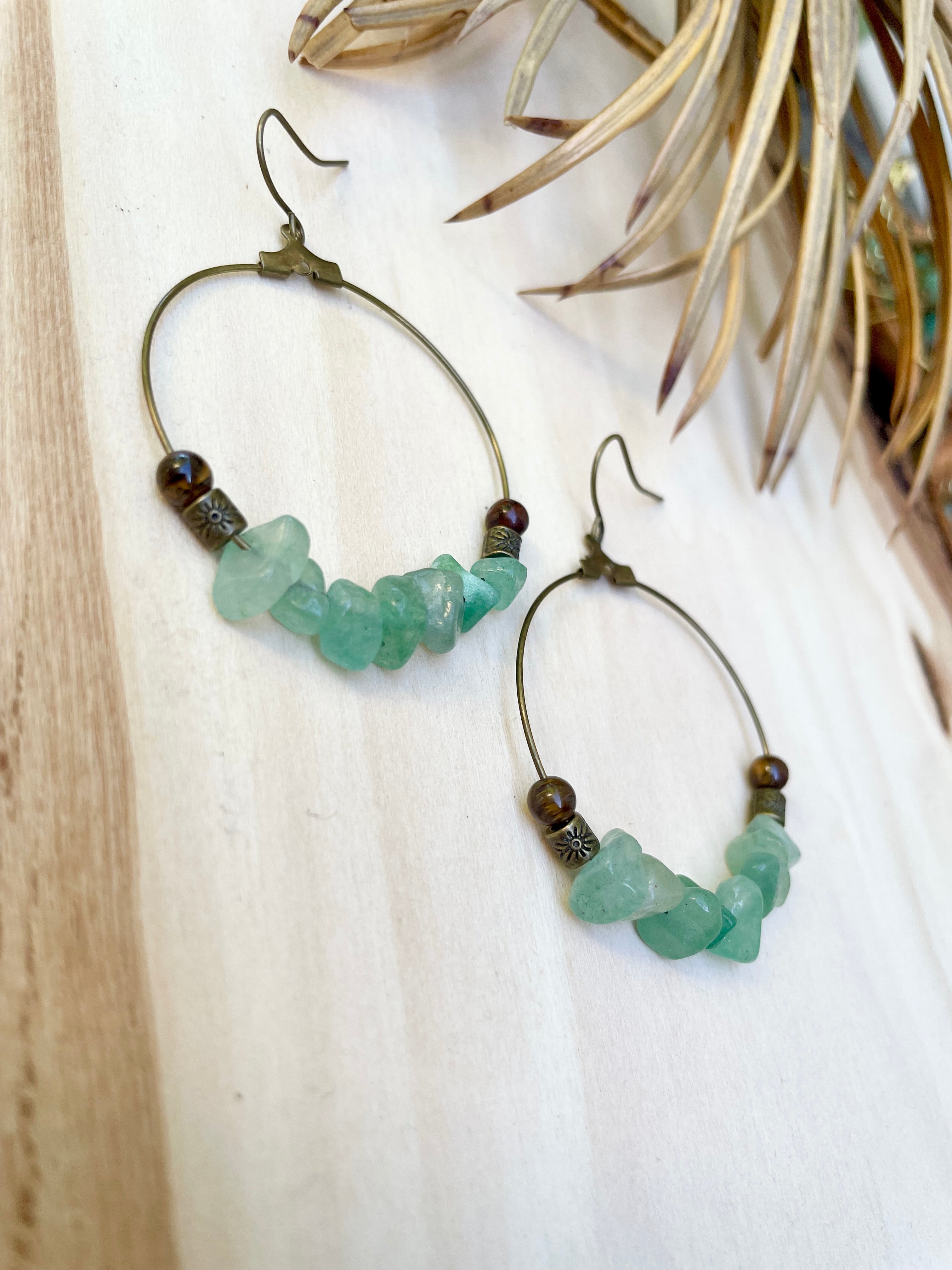 Lucky Green Aventurine + Tiger's Earrings *last one