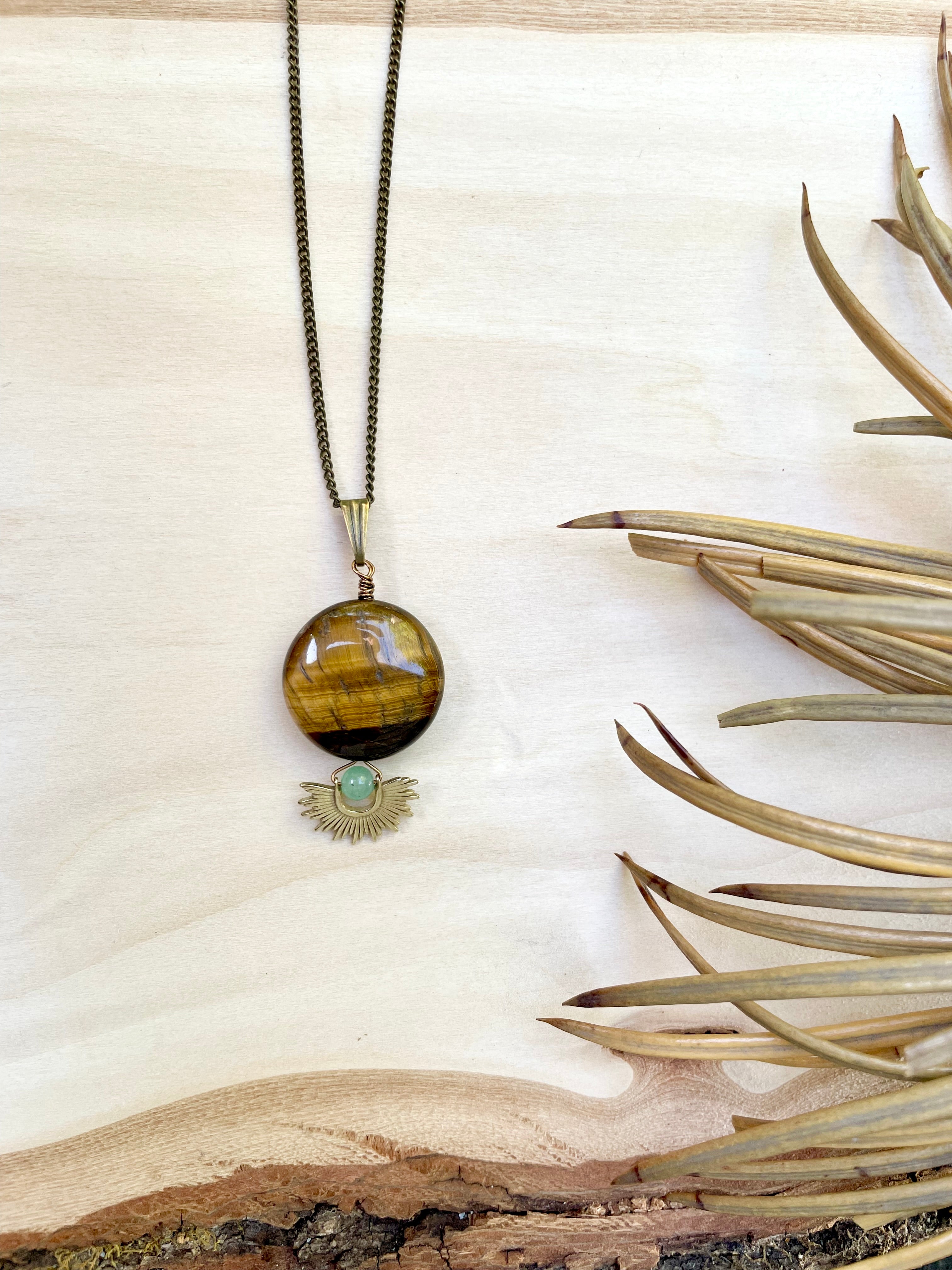 Tiger's Eye + Green Aventurine Sun Burst *last one