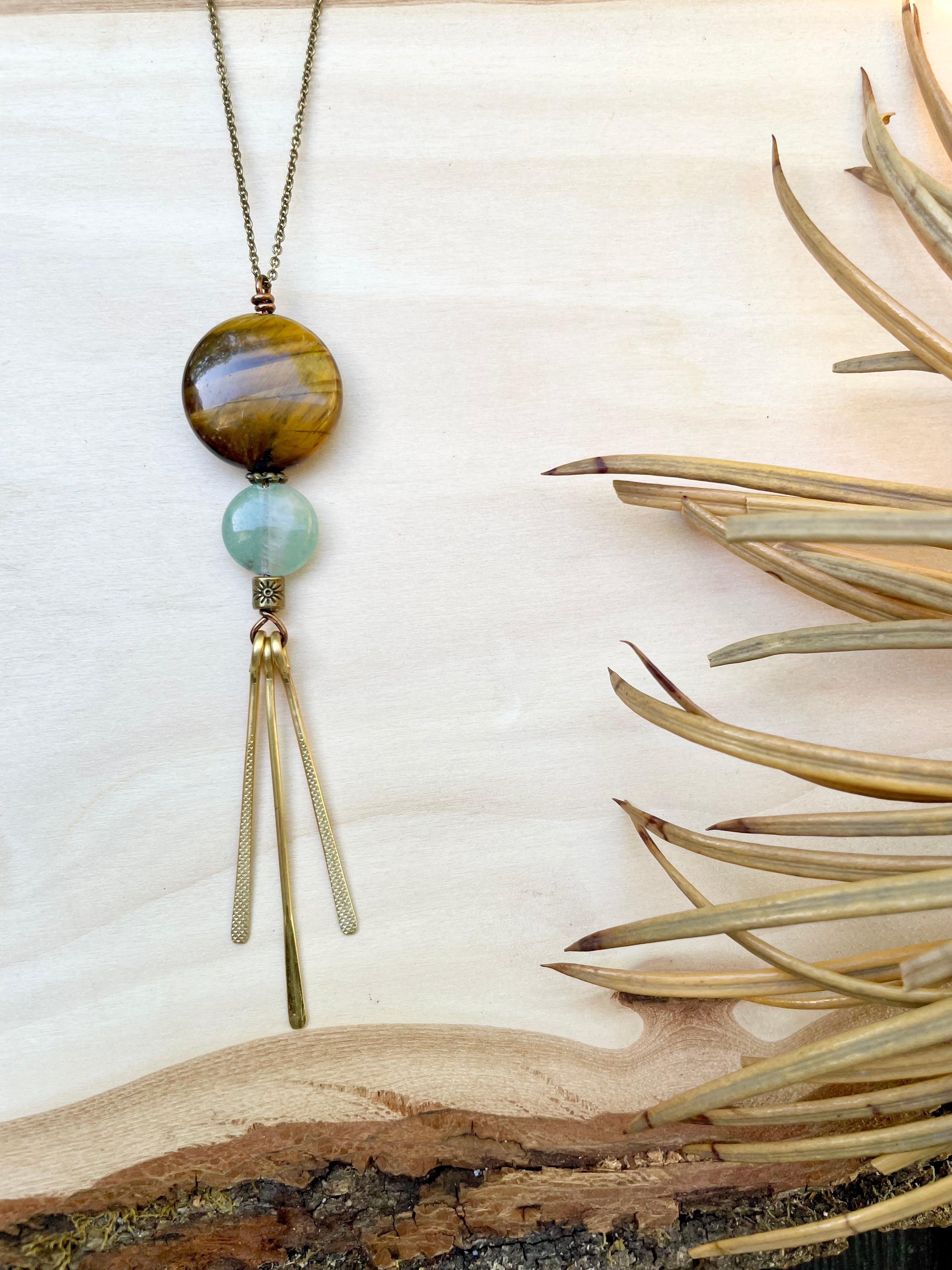 Tiger's Eye + Green Aventurine Solar Rays