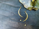 Labradorite Crescent Moon Starry Night Earrings