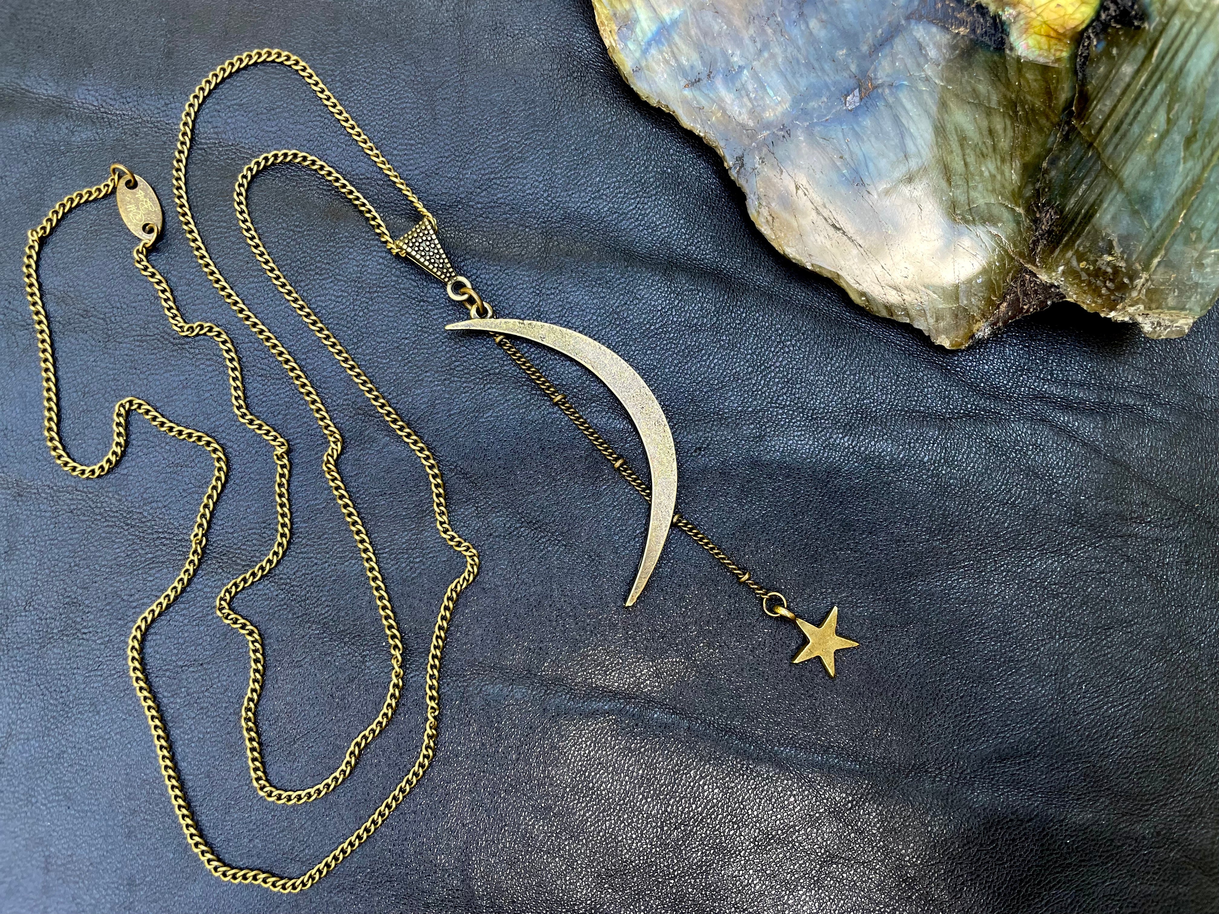 Crescent Moon Starry Night Necklace
