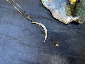 Crescent Moon Starry Night Necklace