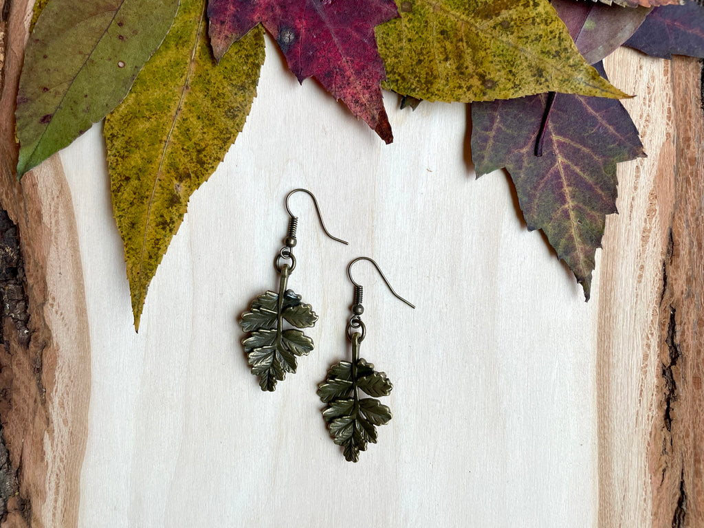Black Oak Leaf Earrings
