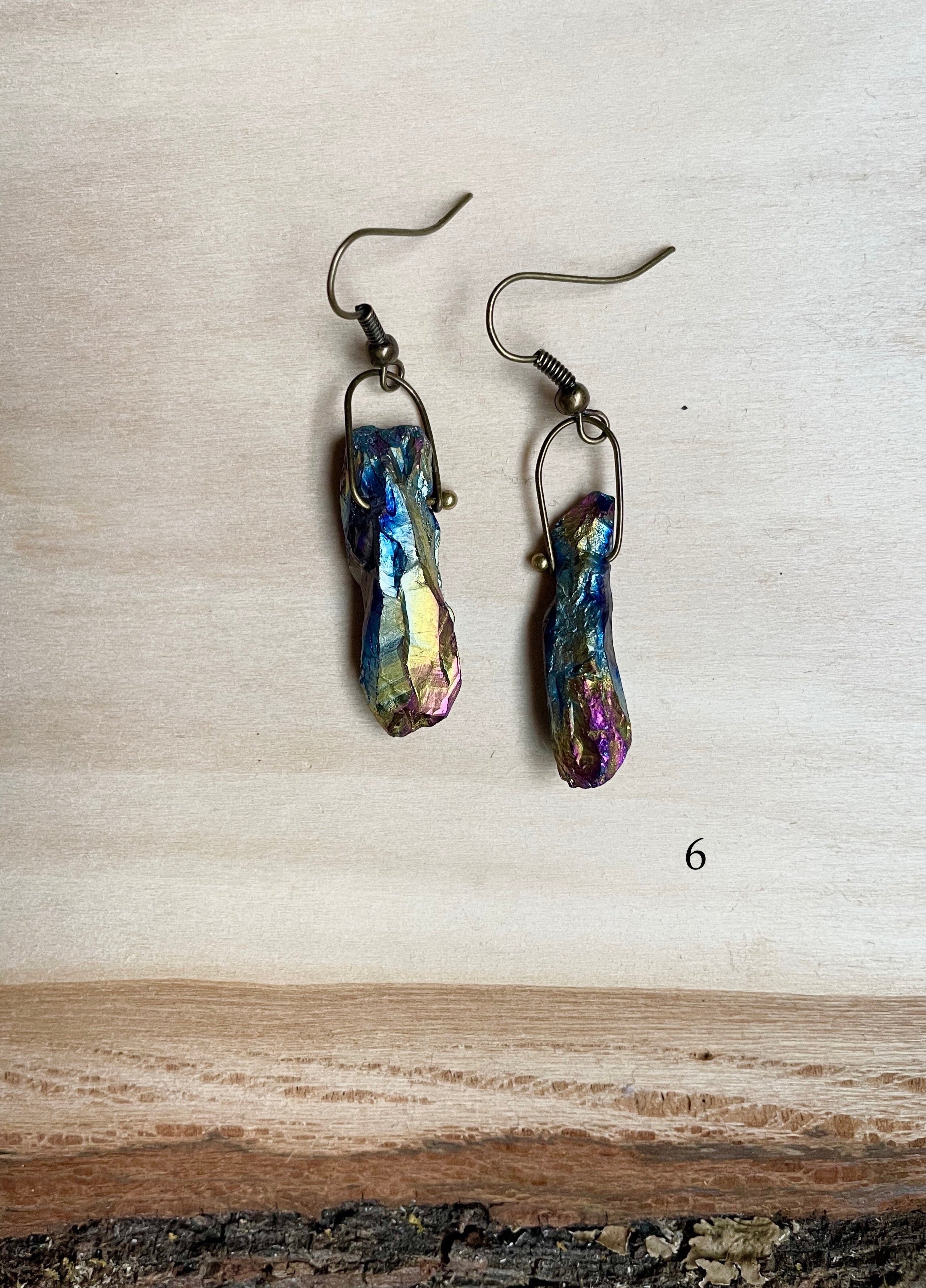Rainbow Aura Quartz Earrings