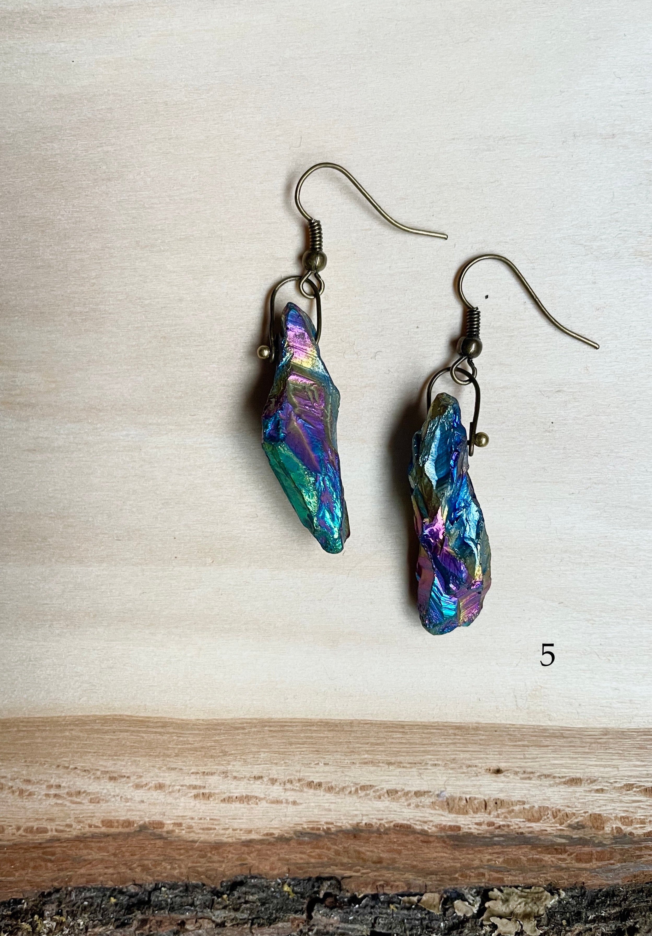 Rainbow Aura Quartz Earrings