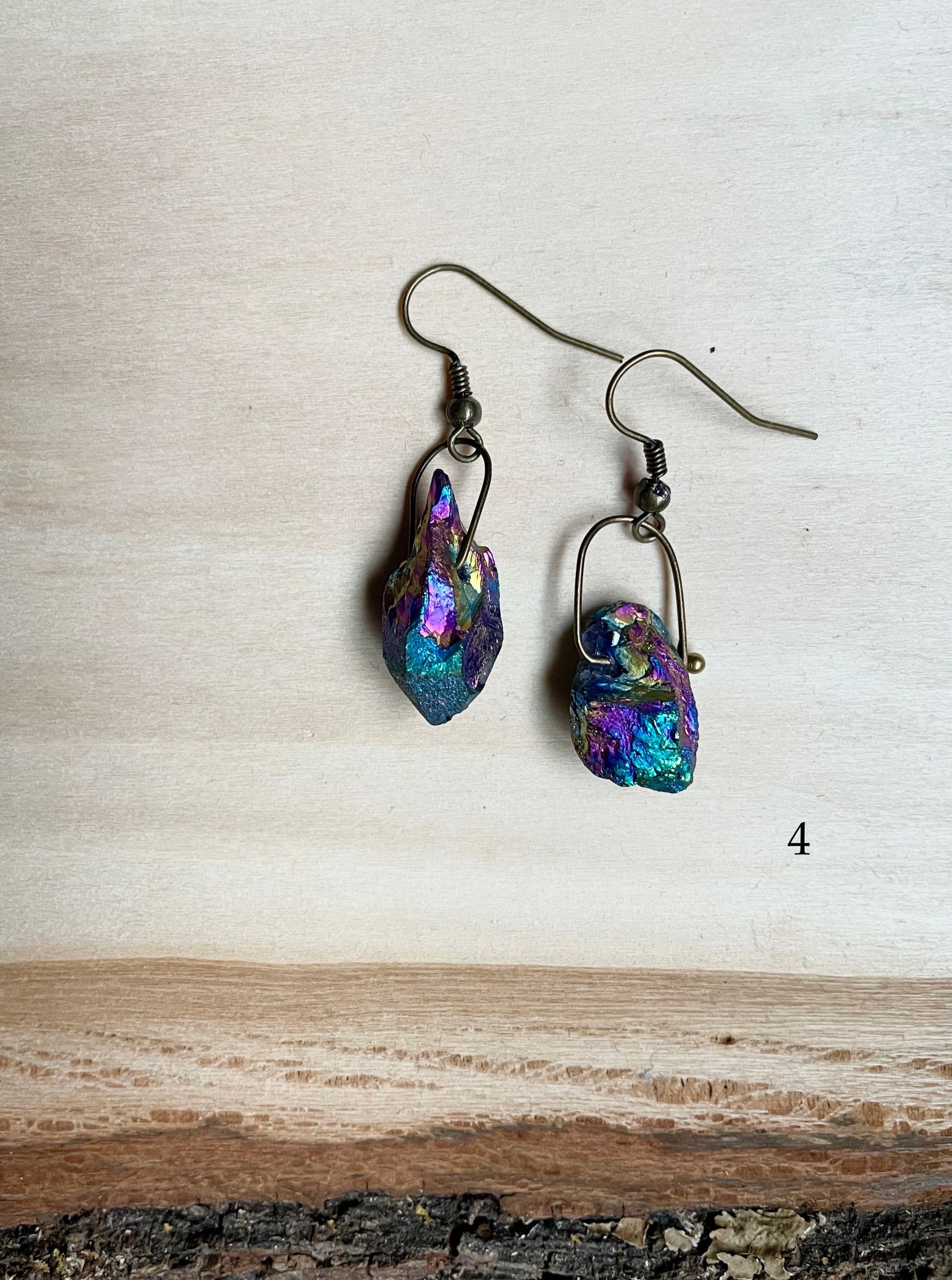 Rainbow Aura Quartz Earrings