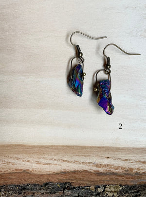 Rainbow Aura Quartz Earrings