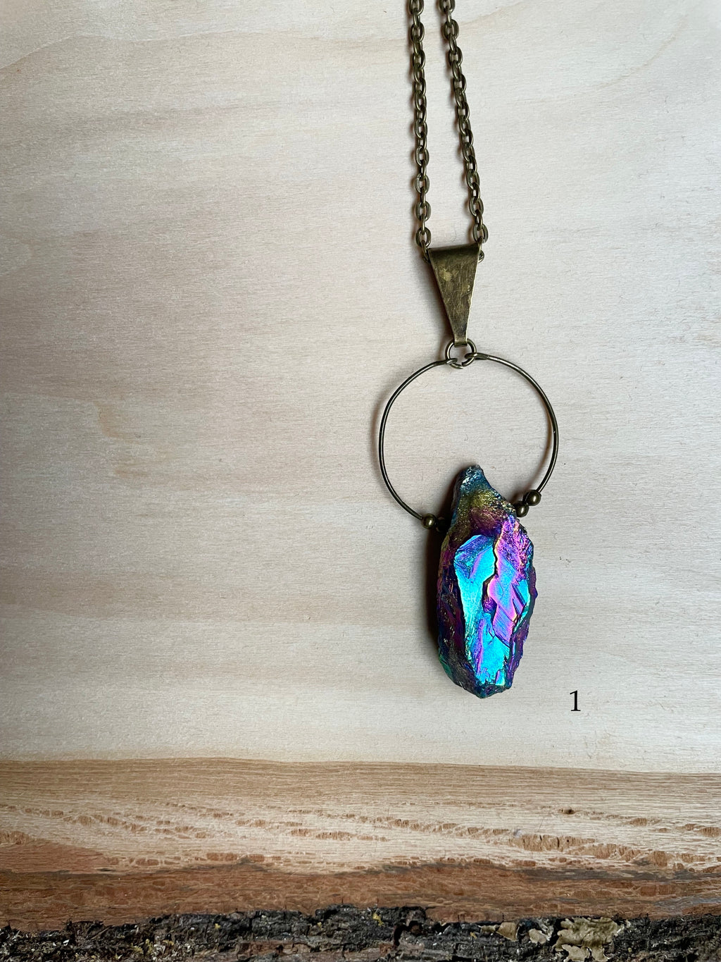 Rainbow Aura Quarts Hoop Necklace