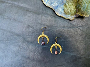 Labradorite Goddess Moon Earrings