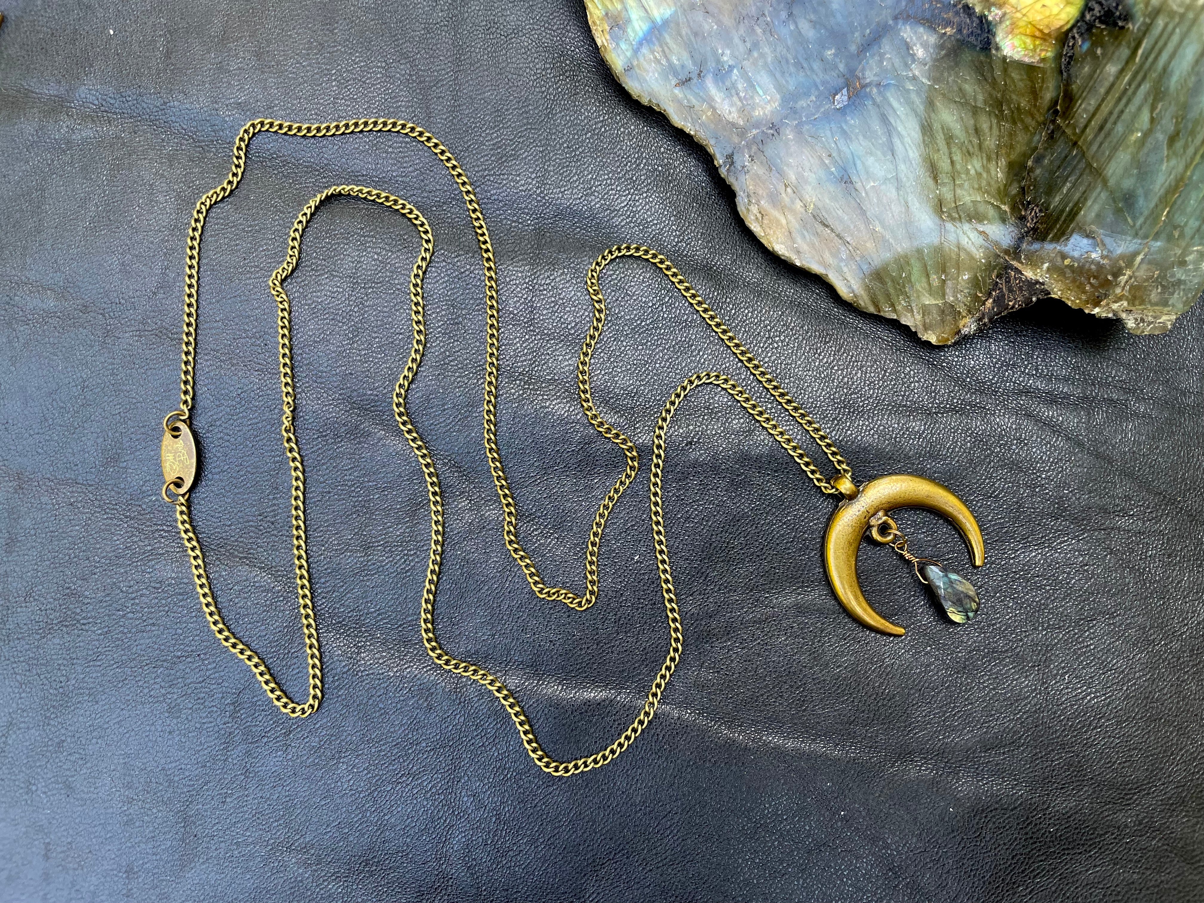 Labradorite Goddess Moon Necklace