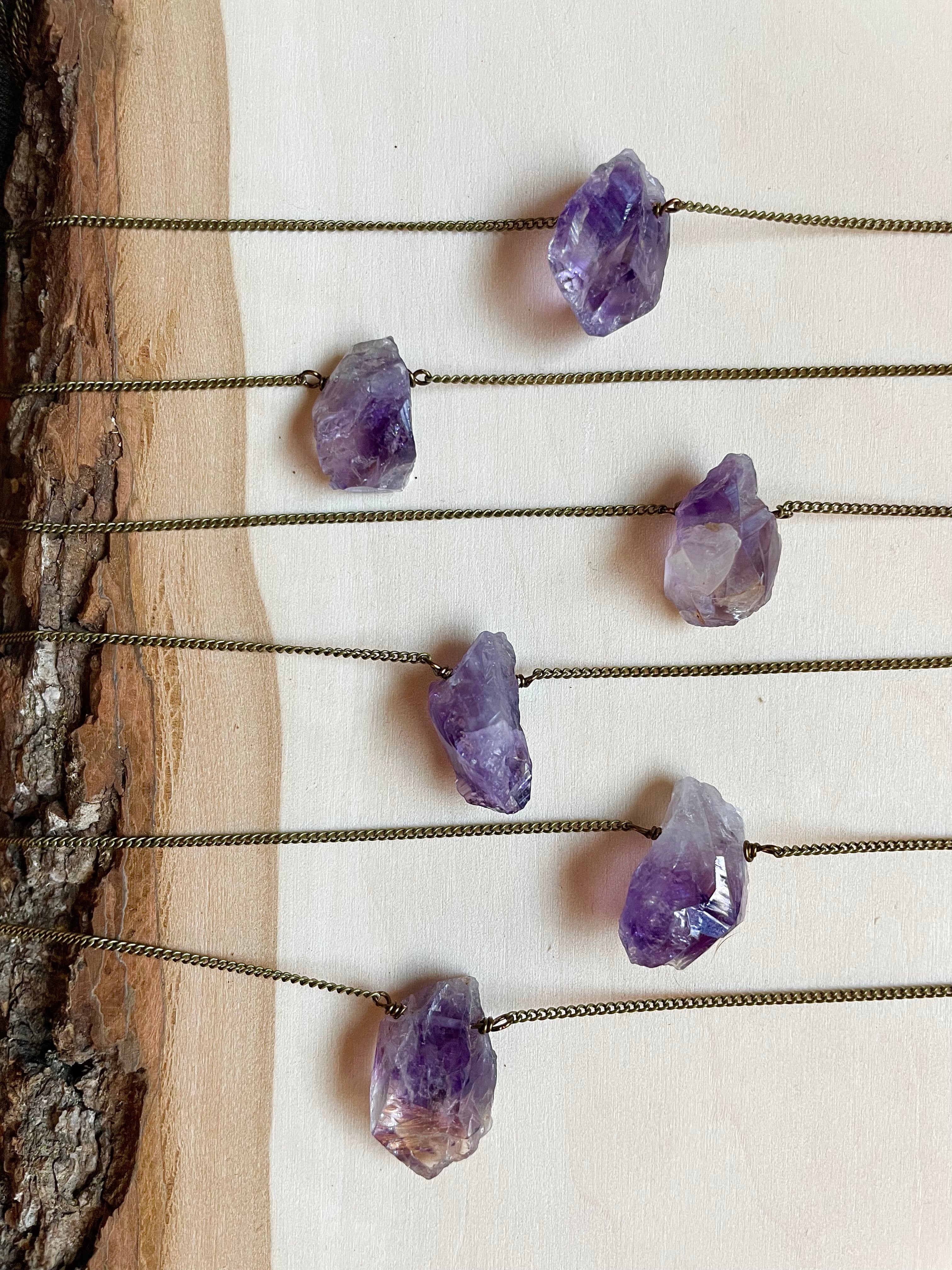 Raw amethyst 2025 crystal necklace